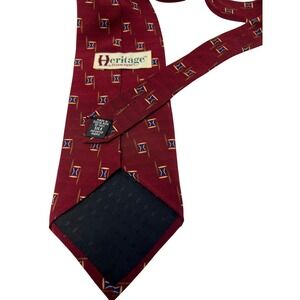 VTG 80s Heritage by Etienne Aigner 100% Silk Burgundy Geometric Pattern Neck Tie